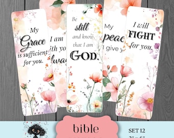 Floral Bible Verse Bookmarks, God's Promises, Digital Download,  Inspirational Quotes