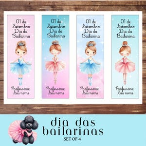 Whimsical Ballerina Themed Bookmarks, Printable Bookmarks, Dance Lover Gift, Inspirational Portuguese Bookmarks, Motivational for Girls