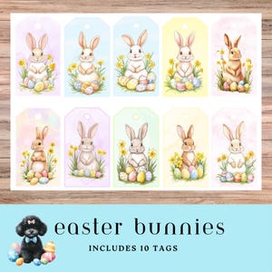 Osterhasen Tags, süße Geschenkanhänger, Ostergeschenkanhänger zum Ausdrucken, Sofort Download, perfekt für Geschenke 2 x 3,5 cm