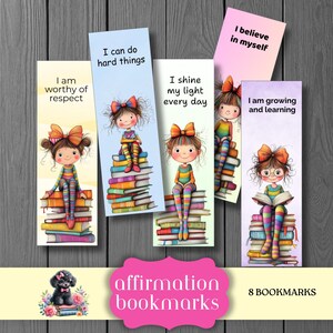 Affirmation Bookmarks for Girls, Positive Sayings & Quirky Girl Graphics, Uplifting Quotes