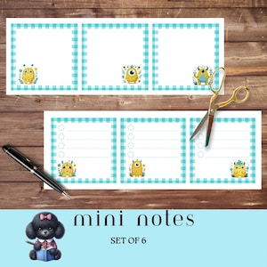 Mini-notes Monstre jaune mignon, Cartes-cadeaux, Rentrée scolaire, Surprises amusantes de boîte à lunch, Cartes de journalisme de scrapbooking, Notes colorées
