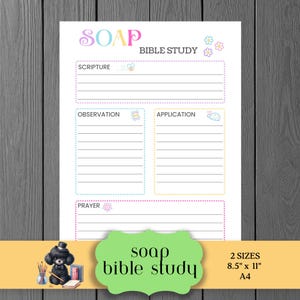 SOAP Bible Study Printable for Girls, Middle School Devotional Worksheet, Christian Teen Scripture Study
