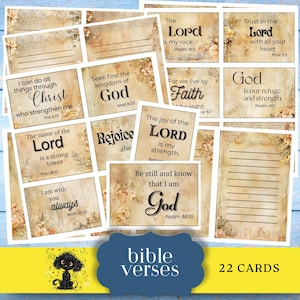 Vintage Bible Verses Cards, Scripture, Christian Prayer Cards, Journaling Lined Papers