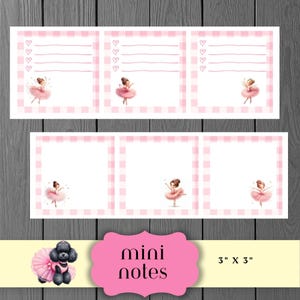Mini notas de bailarina, tutús rosas, etiquetas de regalo, notas para profesores de baile, sorpresas para la lonchera