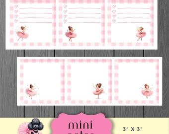 Mini notas de bailarina, tutús rosas, etiquetas de regalo, notas para profesores de baile, sorpresas para la lonchera