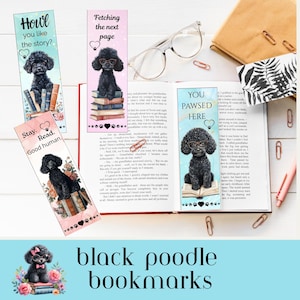 Poodle Themed Bookmarks, Digital Bookmarks, Printable Bookmarks, Book Lover, Teacher Gift, Cute Dog Bookmarks, Pet Lover, Set of 4