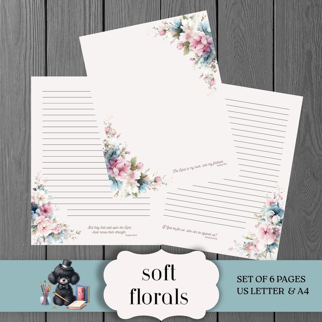 Numbered Scripture Writing Paper Christian Printable Stationery Set, Bible Verse Writing Paper, Floral ...