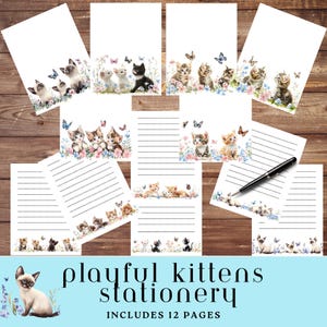 Papelería "Gatitos Fantásticos", Papeles para escribir cartas a amigos por correspondencia, 12 páginas imprimibles, Descarga instantánea, Papeles digitales para amantes de los gatos, 8.5" x 11"