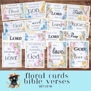 Floral Cards Bible Verses, Scripture, Christian Prayer Cards, Printable Digital Download, Junk Journal Kit, Inspirational Scrapbooking Tags