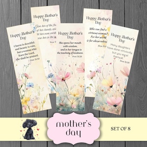Mother's Day Scripture Bookmarks, Floral Proverbs 31, Digital Download