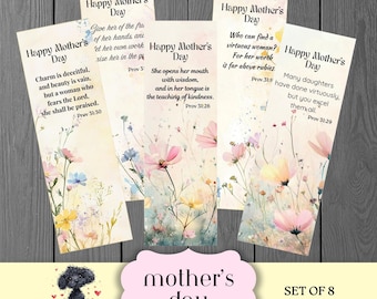 Mother's Day Scripture Bookmarks, Floral Proverbs 31, Digital Download