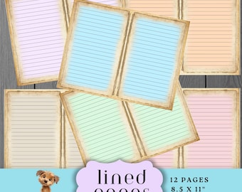 Double Lined Papers, Colorful Junk Journal Inner Pages, Foldable Stationery,  12 Filler Pages