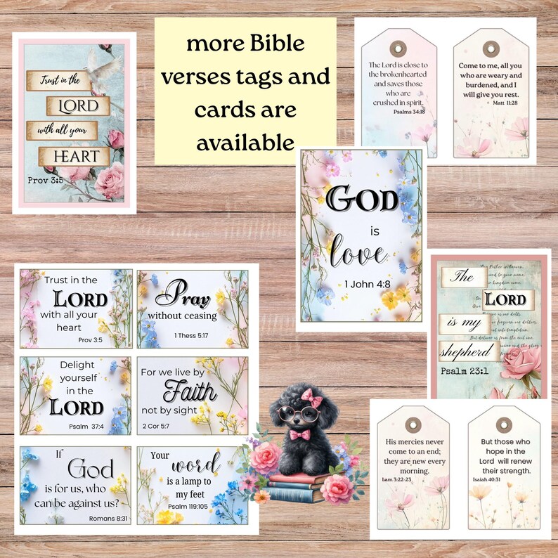 Vintage Bible Verses Tags, Christian Prayer Cards, Printable Digital ...