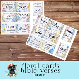 Cartões florais, versículos bíblicos, escrituras, cartões de oração cristãos, download digital para impressão, kit de diário de sucata, etiquetas inspiradoras para scrapbooking