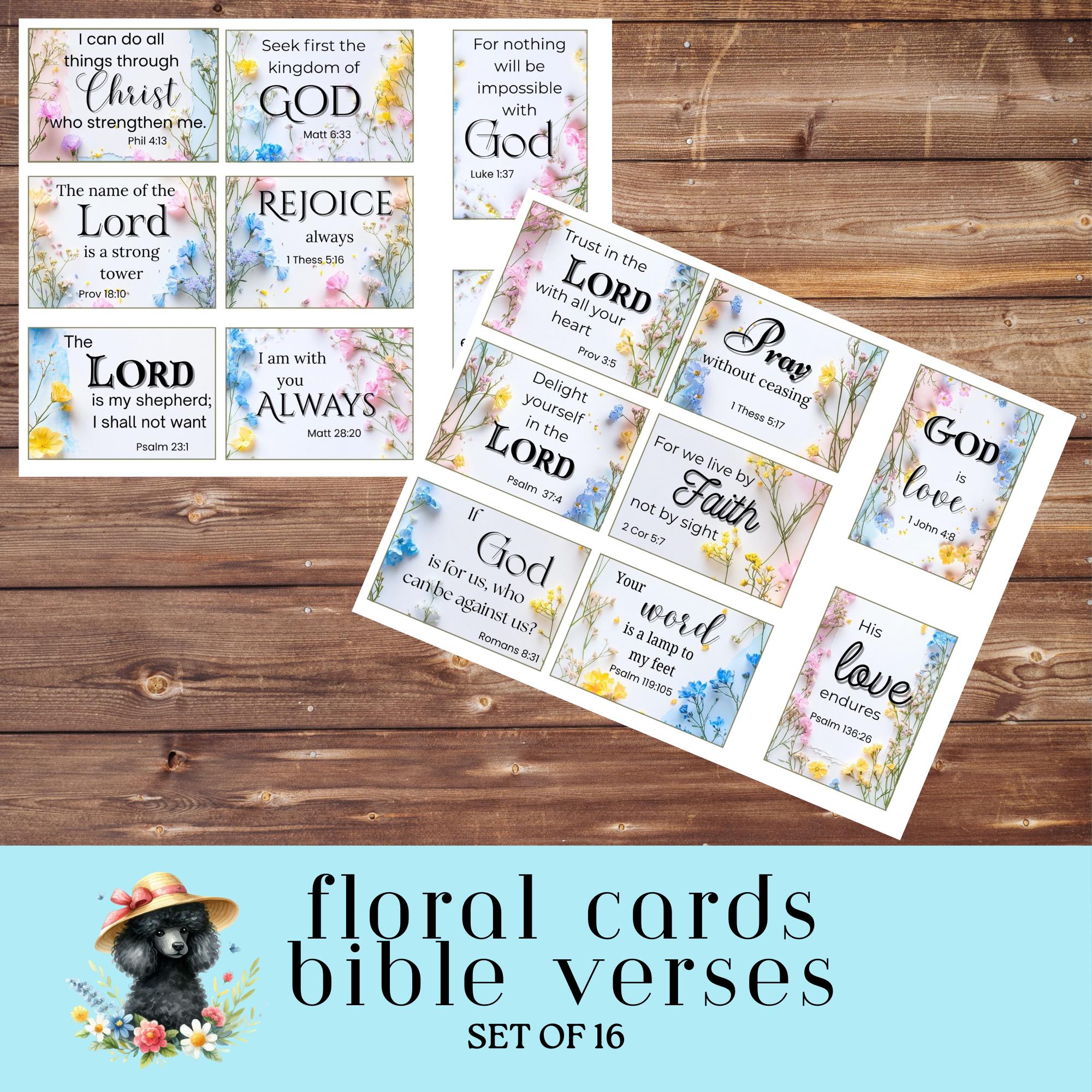 Floral Cards Bible Verses, Scripture, Christian Prayer Cards, Printable ...