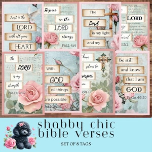 Shabby Chic Cards, Bible Verses, Scripture, Christian Prayer Cards, Faith Printable Download, Inspirational Scrapbooking, Religious Ephemera