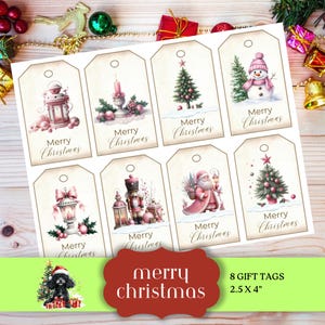 Etiquetas para regalos de Navidad, etiquetas imprimibles, efímeras para diarios basura, descarga digital navideña