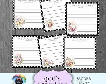 Mini Cartões com Promessas de Deus, Bloco de Notas com Versículos Bíblicos, Etiquetas Florais, Cartões com Versículos da Fé Cristã