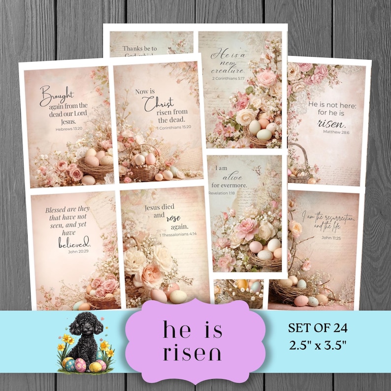 Easter Bible Verse Cards Printable, Resurrection Scripture, Spring ...