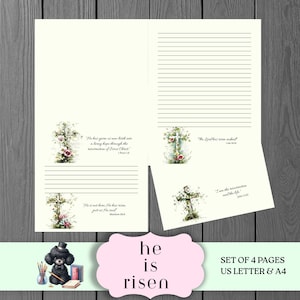 Easter Christian Stationery Printable, Bible Verse Writing Paper, Lined Unlined PDF