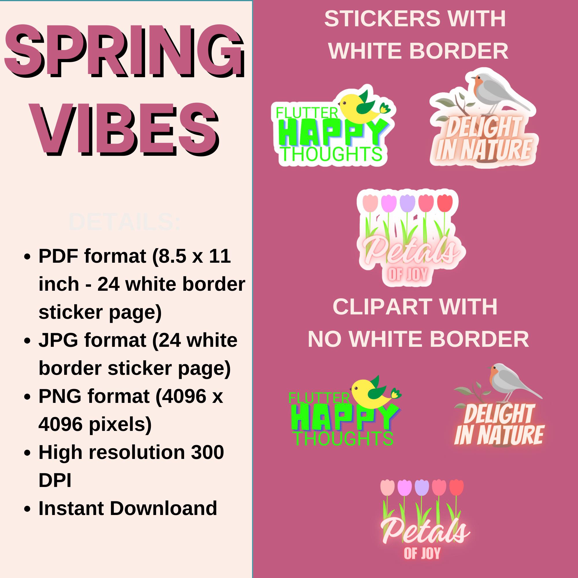 Spring Vibes 47 PNG Clipart & Sticker Bundle Commercial Use Graphics ...