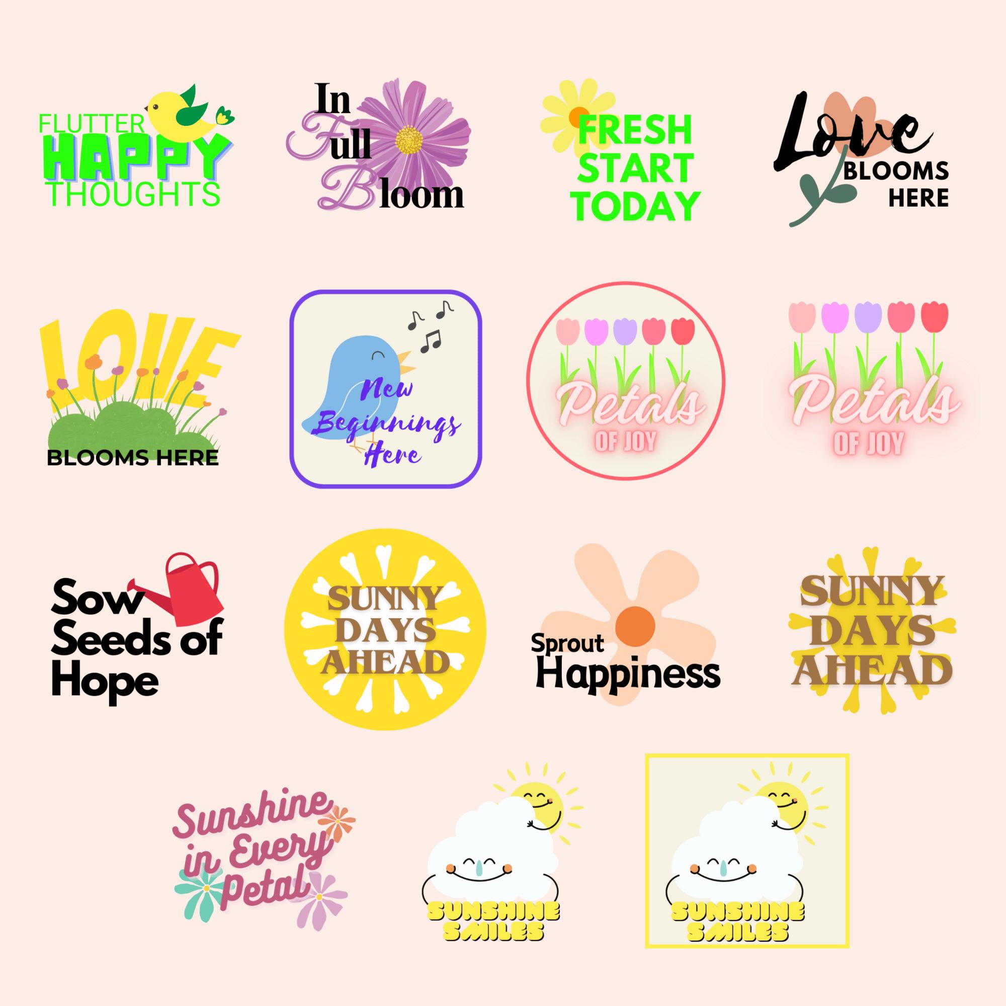 Spring Vibes 47 PNG Clipart & Sticker Bundle Commercial Use Graphics ...