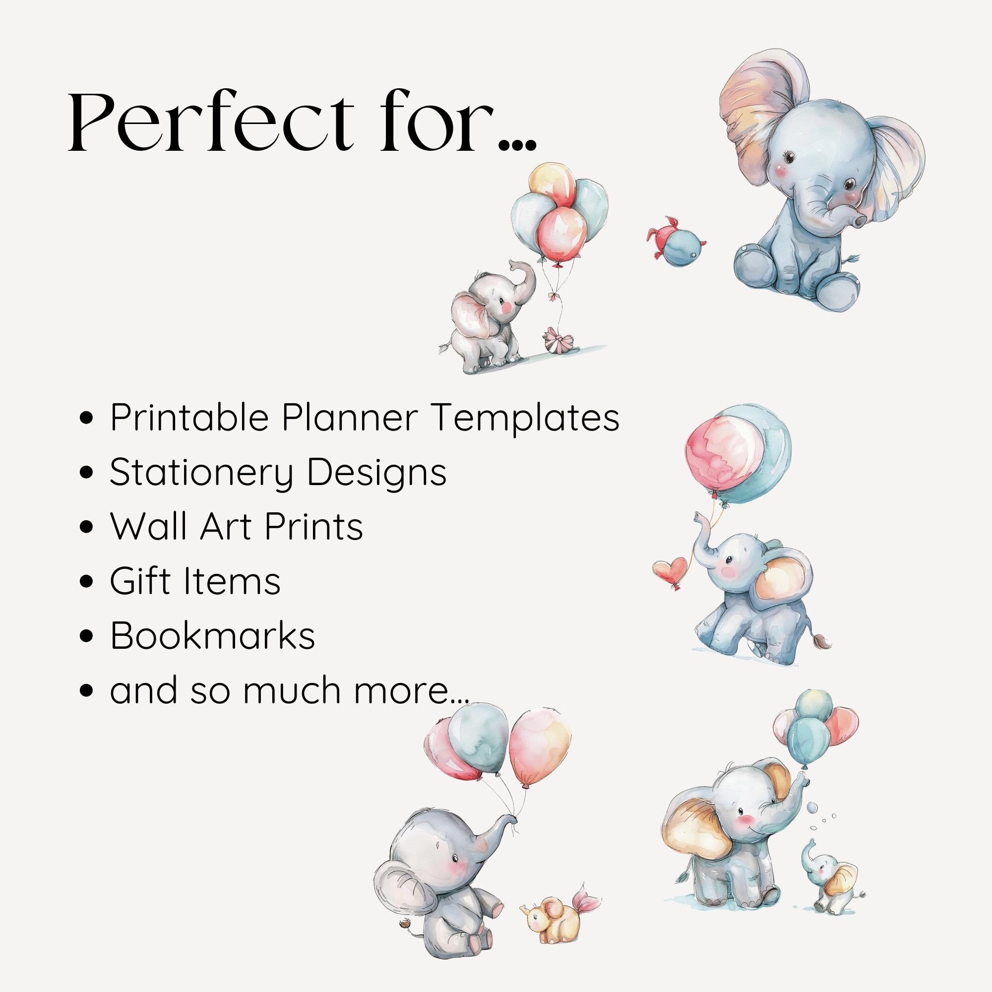Baby Elephant Watercolor Clipart PNG Commercial Use for Safari Baby ...