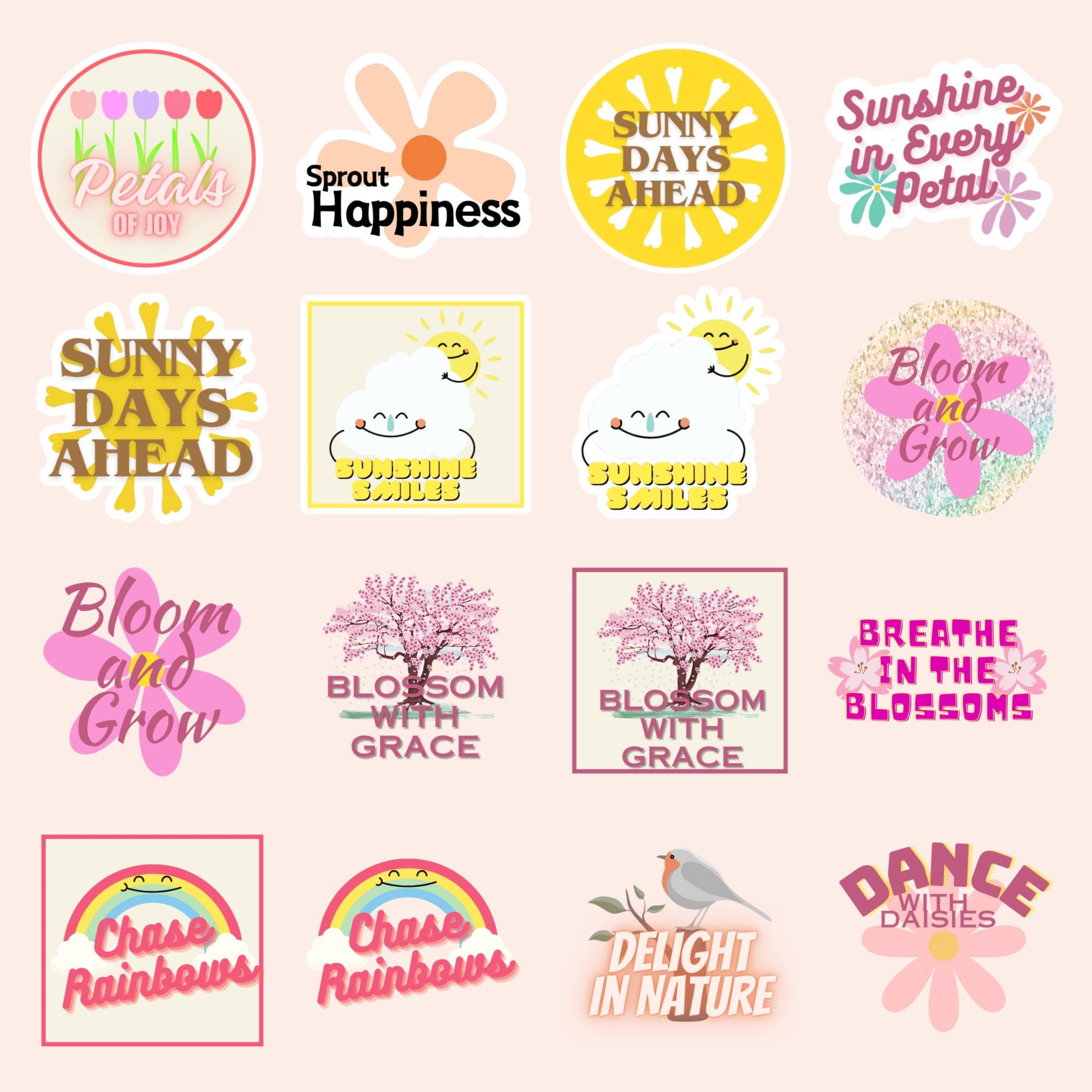 Spring Vibes 47 PNG Clipart & Sticker Bundle Commercial Use Graphics ...