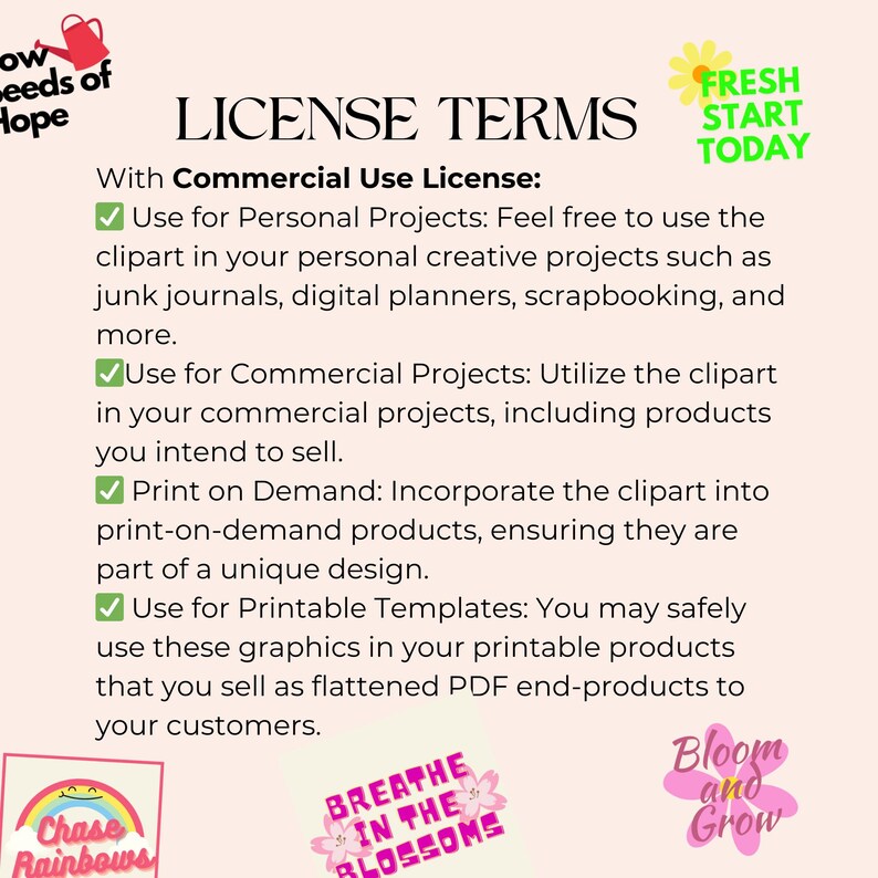 Spring Vibes 47 PNG Clipart & Sticker Bundle Commercial Use Graphics ...