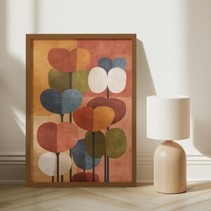 Mid-Century Modern Flower Print: Retro Botanical Wall Art (Digital Download)