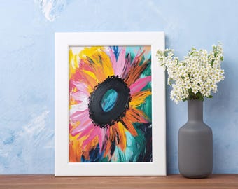 Abstract Sunflower Art Print Set: Modern Floral Wall Decor (Digital Download)
