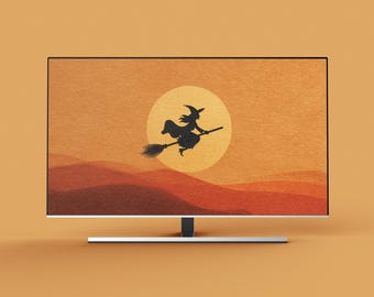 Mid-Century Halloween Hexe TV Kunstwerk: Samsung Frame TV Digital Download