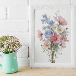 Wildblumen Wiese Drucke: Aquarell Botanische Kunst (5er Set, digitaler Download)