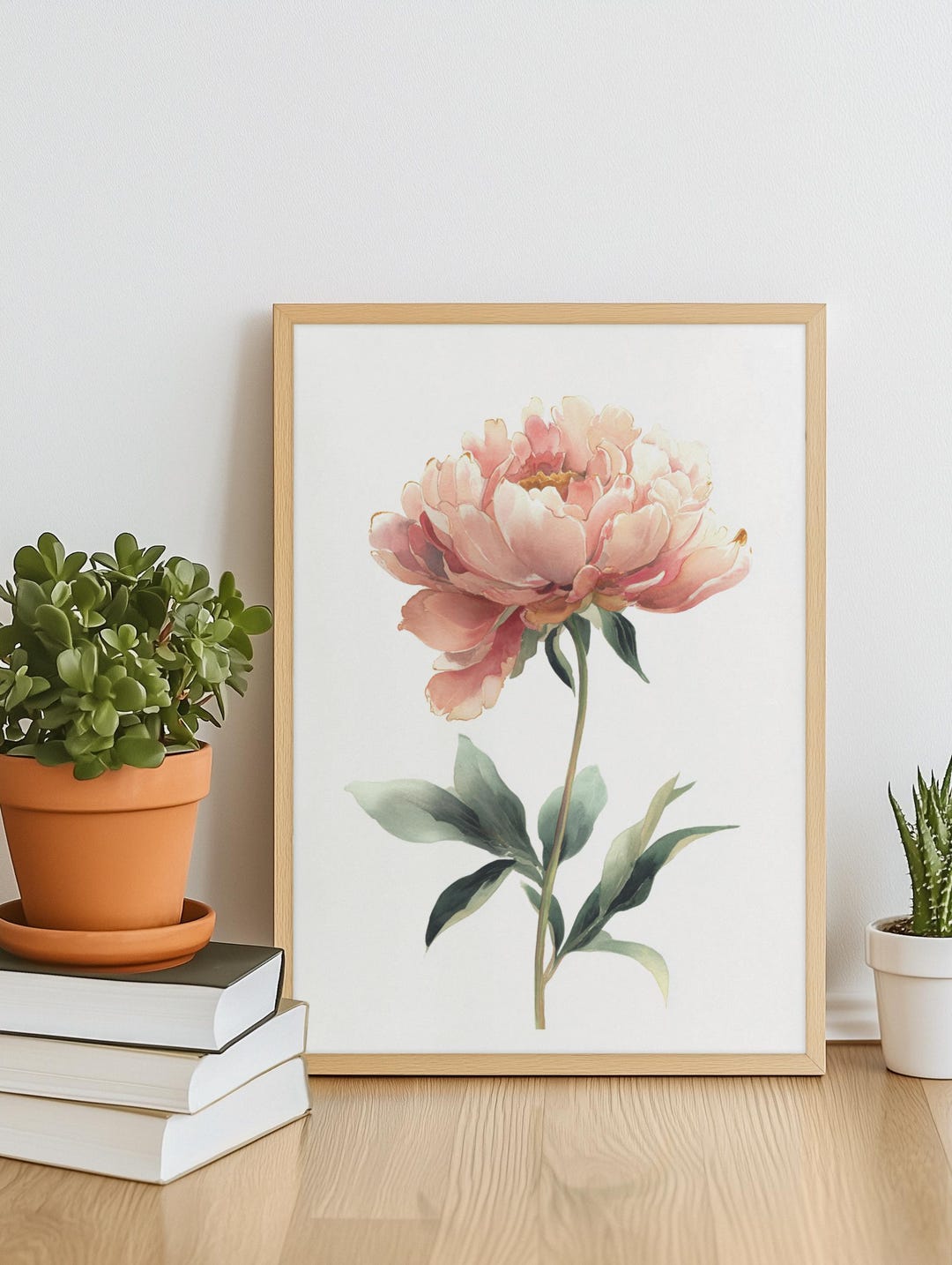 Watercolor Peony Art Prints | Soft Pink Floral Set (digital Download ...