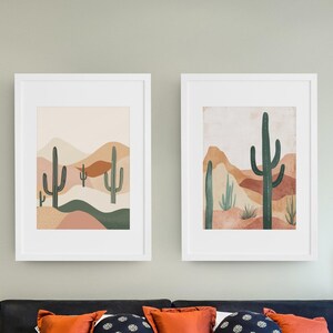 DIGITALER DOWNLOAD | 5 Kaktus Art Prints - Moderne mexikanische Wüstenlandschaft, Boho Wanddekoration, südwestlicher Kaktus Poster Set