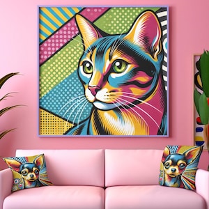 Pop-Art Cat Print: Vibrant Feline Portrait (Digital File)