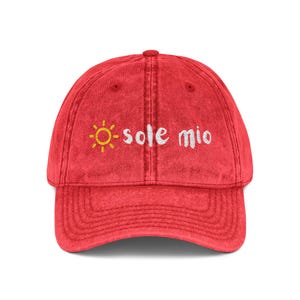 Vintage Embroidered Cap - Sole Mio, Summer Hat, Casual Wear, Gift for Sunshine Lovers, Vacation Accessory