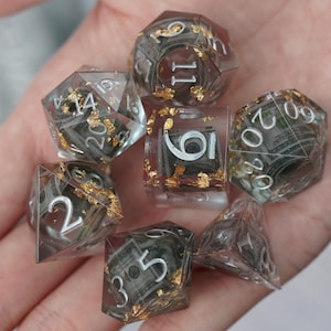 100 Dollar inside Liquid Core Dice Set | Handmade Sharp Edge Resin Dice for, RPG, Dungeons and Dragons, DND Gifts, d&d Dice, Easter Gift
