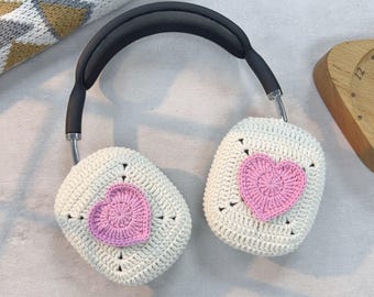 Love Heart Airpods Max Headphone Covers | Heart Design | Crochet AirPods Max Case | AirPod Max Cover | Handmade|Sony xm5 case|Sony xm4 cover