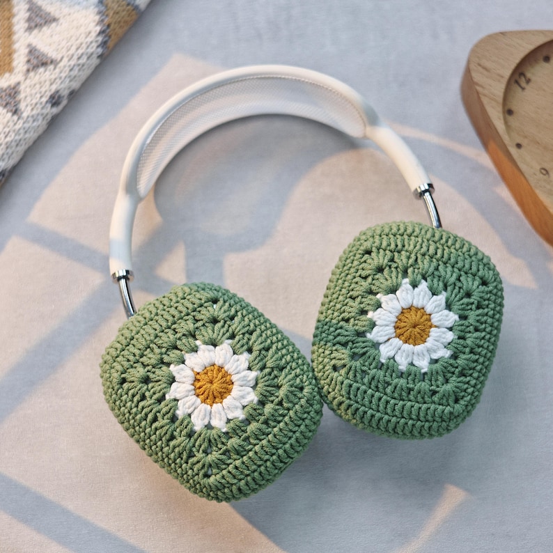 Granny Square Airpods Max Headphone Covers | Crochet AirPods Max Case | AirPod Max Cover | Handmade|Sony xm5 case|Sony xm4 cover image 1