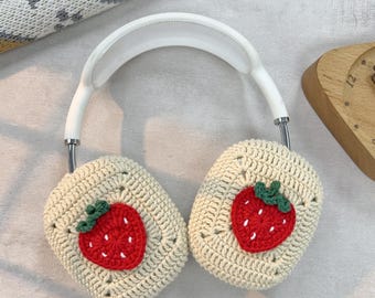 Crochet strawberry  Airpods Max Headphone Covers|Crochet AirPods Max Case | AirPod Max Cover| Handmade|Sony xm5 case|Sony xm4 cover