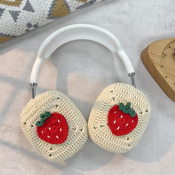 Housses pour casque Airpods Max au crochet fraise|Étui pour
