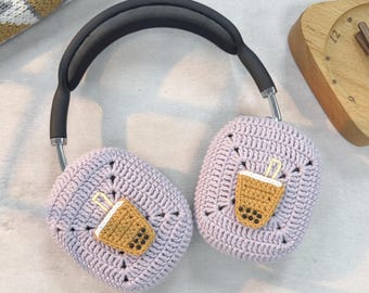 Milk Tea Granny Square Airpods Max Headphone Covers | Crochet AirPods Max Case | AirPod Max Cover | Handmade|Sony xm5 case|Sony xm4 cover