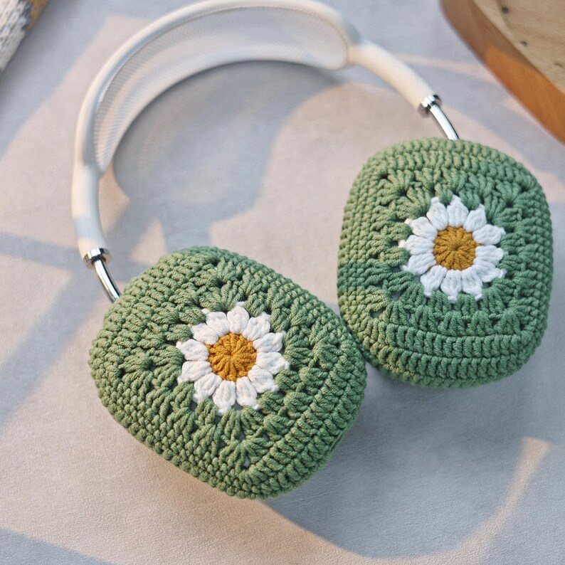 Granny Square Airpods Max Headphone Covers | Crochet AirPods Max Case | AirPod Max Cover | Handmade|Sony xm5 case|Sony xm4 cover image 3