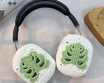 Monstera Airpods Max Kopfhörer-Abdeckung | Blumen Design | Gehäkelte AirPods Max Hülle | AirPods Max Abdeckung | Handgemacht|Sony xm5 Tasche|Sony xm4 Abdeckung