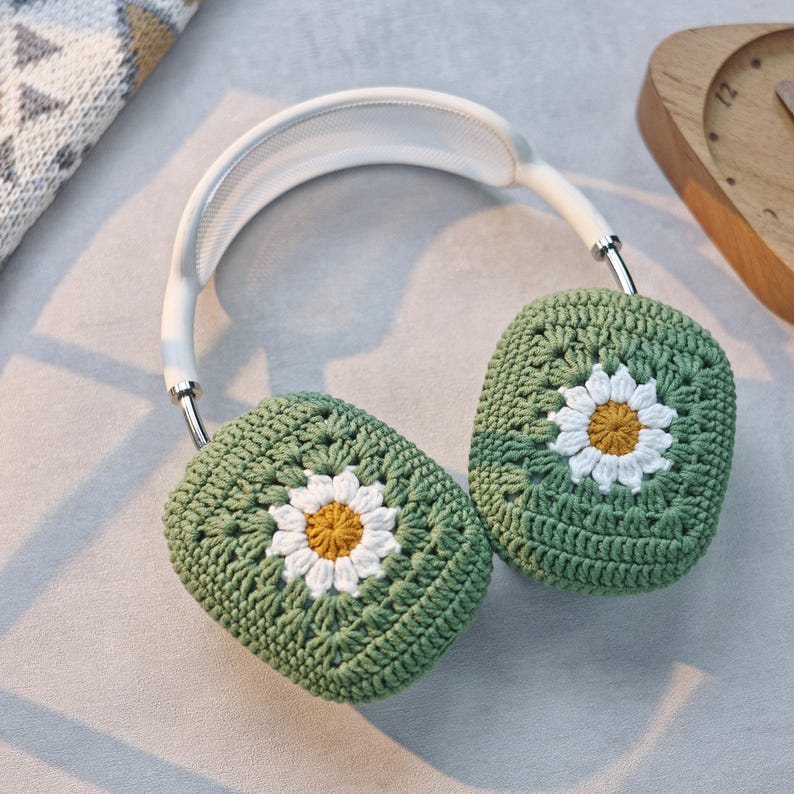 Granny Square Airpods Max Headphone Covers | Crochet AirPods Max Case | AirPod Max Cover | Handmade|Sony xm5 case|Sony xm4 cover image 2