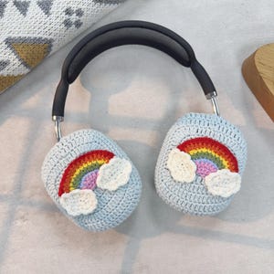 Rainbow Airpods Max Headphone Covers | Rainbow Design | Crochet AirPods Max Case | AirPod Max Cover | Handmade|Sony xm5 case|Sony xm4 cover image 4