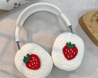 Crochet strawberry  Airpods Max Headphone Covers|Crochet AirPods Max Case | AirPod Max Cover| Handmade|Sony xm5 case|Sony xm4 cover