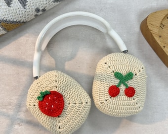 Cherry and strawberry Airpods Max Headphone Covers|Crochet AirPods Max Case | AirPod Max Cover| Handmade|Sony xm5 case|Sony xm4 cover