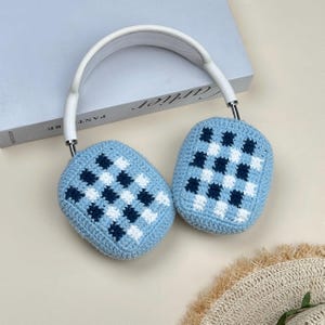 Blue Checkerboard Granny Square Airpods Max Headphone Covers |Crochet AirPods Max Case |AirPod Max Cover| Handmade|Sony xm5 case|Sony xm4